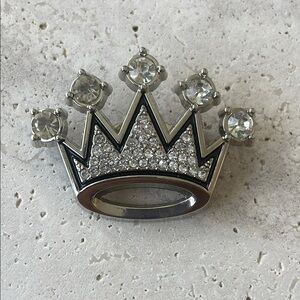 Silver Crown brooch with Clear Gems